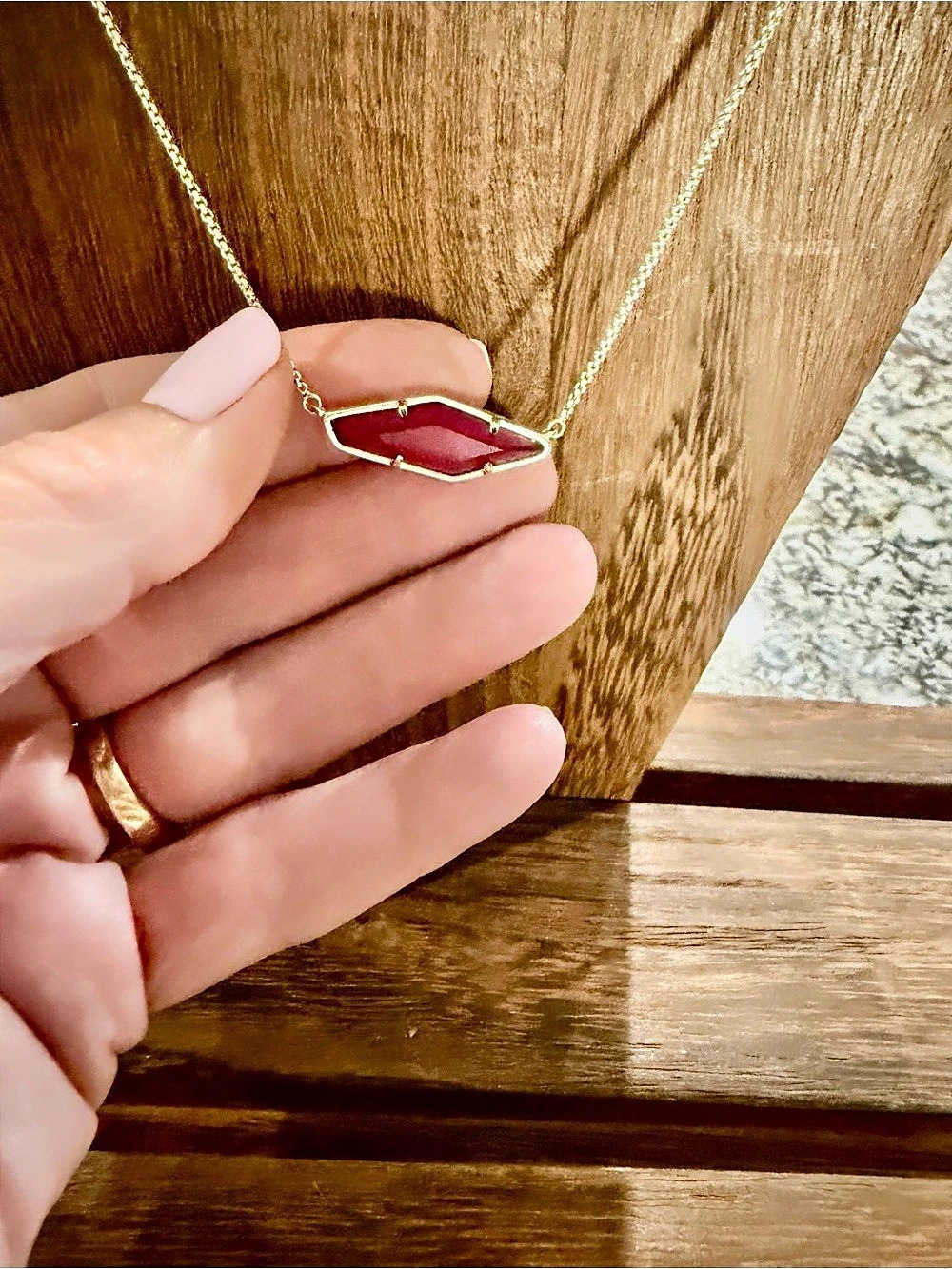 Kendra Scott Elisa Adjustable Pendant Necklace Red & Gold